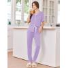 image:imageEkouaer Women Pajama Set Short Sleeve Button Down Pjs Soft Comfy Sleepwear Nightwear with Jogger PantsLight Purple