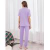 image:imageEkouaer Women Pajama Set Short Sleeve Button Down Pjs Soft Comfy Sleepwear Nightwear with Jogger PantsLight Purple