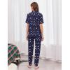 image:imageEkouaer Women Pajama Set Short Sleeve Button Down Pjs Soft Comfy Sleepwear Nightwear with Jogger PantsNavy Blue Teddy