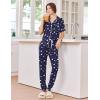 image:imageEkouaer Women Pajama Set Short Sleeve Button Down Pjs Soft Comfy Sleepwear Nightwear with Jogger PantsNavy Blue Teddy