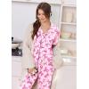 image:imageEkouaer Women Pajama Set Short Sleeve Button Down Pjs Soft Comfy Sleepwear Nightwear with Jogger PantsPink Bow