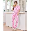 image:imageEkouaer Women Pajama Set Short Sleeve Button Down Pjs Soft Comfy Sleepwear Nightwear with Jogger PantsPink Bow