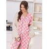 image:imageEkouaer Women Pajama Set Short Sleeve Button Down Pjs Soft Comfy Sleepwear Nightwear with Jogger PantsPink Plaid