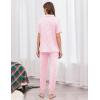 image:imageEkouaer Women Pajama Set Short Sleeve Button Down Pjs Soft Comfy Sleepwear Nightwear with Jogger PantsPink Stripe Bow
