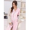 image:imageEkouaer Women Pajama Set Short Sleeve Button Down Pjs Soft Comfy Sleepwear Nightwear with Jogger PantsPink Stripe Bow
