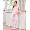 image:imageEkouaer Women Pajama Set Short Sleeve Button Down Pjs Soft Comfy Sleepwear Nightwear with Jogger PantsPink Stripe Bow