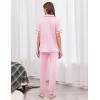 image:imageEkouaer Women Pajama Set Short Sleeve Button Down Pjs Soft Comfy Sleepwear Nightwear with Jogger PantsPink Stripe Heart