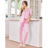 image:imageEkouaer Women Pajama Set Short Sleeve Button Down Pjs Soft Comfy Sleepwear Nightwear with Jogger PantsPink Stripe Heart