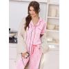 image:imageEkouaer Women Pajama Set Short Sleeve Button Down Pjs Soft Comfy Sleepwear Nightwear with Jogger PantsPink Stripe Heart