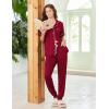 image:imageEkouaer Women Pajama Set Short Sleeve Button Down Pjs Soft Comfy Sleepwear Nightwear with Jogger PantsWine Red