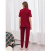 image:imageEkouaer Women Pajama Set Short Sleeve Button Down Pjs Soft Comfy Sleepwear Nightwear with Jogger PantsWine Red
