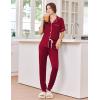 image:imageEkouaer Women Pajama Set Short Sleeve Button Down Pjs Soft Comfy Sleepwear Nightwear with Jogger PantsWine Red
