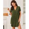 image:imageEkouaer Women V Neck Button Down NightgownArmy Green