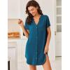 image:imageEkouaer Women V Neck Button Down NightgownBlue Green