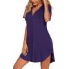 image:imageEkouaer Women V Neck Button Down NightgownBlue Purple