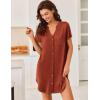 image:imageEkouaer Women V Neck Button Down NightgownBrick Red