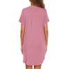 image:imageEkouaer Women V Neck Button Down NightgownDark Pink