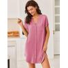 image:imageEkouaer Women V Neck Button Down NightgownDark Pink
