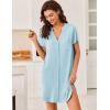 image:imageEkouaer Women V Neck Button Down NightgownLight Blue