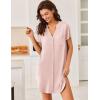 image:imageEkouaer Women V Neck Button Down NightgownLight Pink