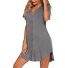 image:imageEkouaer Women V Neck Button Down NightgownMedium Grey