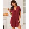 image:imageEkouaer Women V Neck Button Down NightgownRed