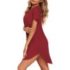 image:imageEkouaer Women V Neck Button Down NightgownRed