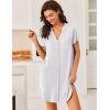 image:imageEkouaer Women V Neck Button Down NightgownWhite