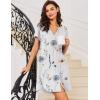 image:imageEkouaer Women V Neck Button Down NightgownWhite Blue Floral