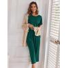 image:imageEkouaer Womens Capri Pajama Sets Print Short Sleeve Sleepwear Top and Capri Pants Soft Loungewear with PocketAlake Green