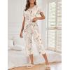 image:imageEkouaer Womens Capri Pajama Sets Print Short Sleeve Sleepwear Top and Capri Pants Soft Loungewear with PocketBeige Flowers