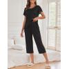 image:imageEkouaer Womens Capri Pajama Sets Print Short Sleeve Sleepwear Top and Capri Pants Soft Loungewear with PocketBlack