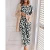 image:imageEkouaer Womens Capri Pajama Sets Print Short Sleeve Sleepwear Top and Capri Pants Soft Loungewear with PocketBlack Flowers
