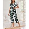 image:imageEkouaer Womens Capri Pajama Sets Print Short Sleeve Sleepwear Top and Capri Pants Soft Loungewear with PocketBlack White Lily