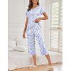 image:imageEkouaer Womens Capri Pajama Sets Print Short Sleeve Sleepwear Top and Capri Pants Soft Loungewear with PocketBlue Flowers