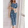 image:imageEkouaer Womens Capri Pajama Sets Print Short Sleeve Sleepwear Top and Capri Pants Soft Loungewear with PocketBlue Meteor