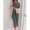 image:imageEkouaer Womens Capri Pajama Sets Print Short Sleeve Sleepwear Top and Capri Pants Soft Loungewear with PocketDark Grey