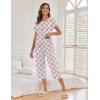 image:imageEkouaer Womens Capri Pajama Sets Print Short Sleeve Sleepwear Top and Capri Pants Soft Loungewear with PocketDiamond Silhouette Flower