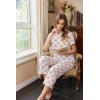image:imageEkouaer Womens Capri Pajama Sets Print Short Sleeve Sleepwear Top and Capri Pants Soft Loungewear with PocketDiamond Silhouette Flower