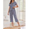 image:imageEkouaer Womens Capri Pajama Sets Print Short Sleeve Sleepwear Top and Capri Pants Soft Loungewear with PocketGrey White Star