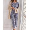 image:imageEkouaer Womens Capri Pajama Sets Print Short Sleeve Sleepwear Top and Capri Pants Soft Loungewear with PocketGrey White Star