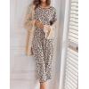 image:imageEkouaer Womens Capri Pajama Sets Print Short Sleeve Sleepwear Top and Capri Pants Soft Loungewear with PocketKhaki Leopard Print