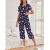 image:imageEkouaer Womens Capri Pajama Sets Print Short Sleeve Sleepwear Top and Capri Pants Soft Loungewear with PocketNavy Blue Moon