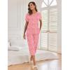image:imageEkouaer Womens Capri Pajama Sets Print Short Sleeve Sleepwear Top and Capri Pants Soft Loungewear with PocketPink Cashew Flower Print