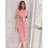 image:imageEkouaer Womens Capri Pajama Sets Print Short Sleeve Sleepwear Top and Capri Pants Soft Loungewear with PocketPink Cashew Flower Print