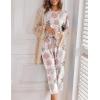 image:imageEkouaer Womens Capri Pajama Sets Print Short Sleeve Sleepwear Top and Capri Pants Soft Loungewear with PocketPink Flowers