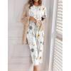 image:imageEkouaer Womens Capri Pajama Sets Print Short Sleeve Sleepwear Top and Capri Pants Soft Loungewear with PocketWhite Flowers Print
