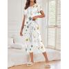image:imageEkouaer Womens Capri Pajama Sets Print Short Sleeve Sleepwear Top and Capri Pants Soft Loungewear with PocketWhite Flowers Print