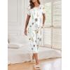 image:imageEkouaer Womens Capri Pajama Sets Print Short Sleeve Sleepwear Top and Capri Pants Soft Loungewear with PocketWhite Flowers Print