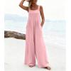 image:imageEkouaer Womens Casual Overalls Loose Wide Leg Jumpsuits Summer Boho Floral Printed Baggy Rompers with PocketsPink